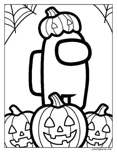 Trang Tô Màu Mũ Bí Ngô Halloween Phi Hành Gia Among Us