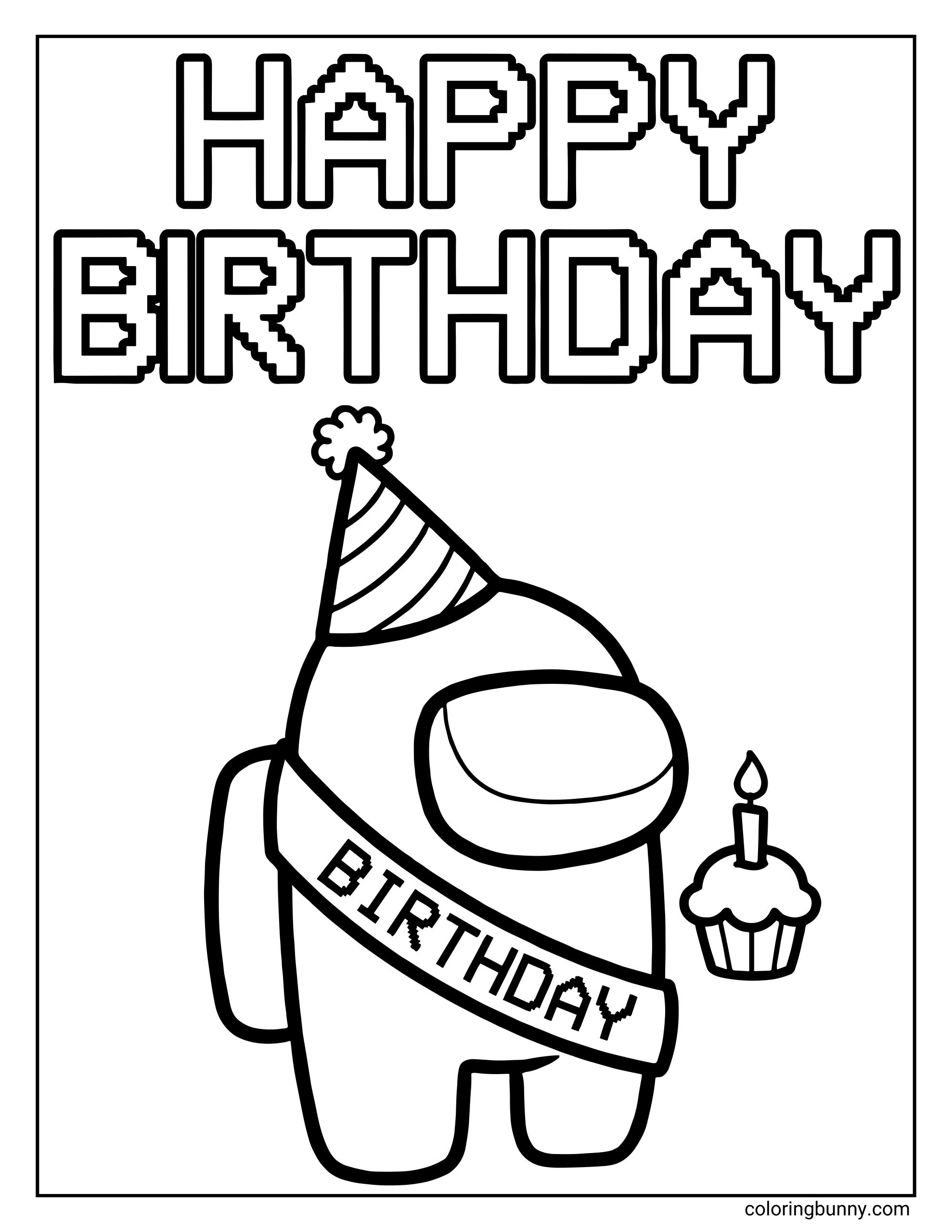 Trang Tô Màu Sinh Nhật Vui Vẻ Among Us