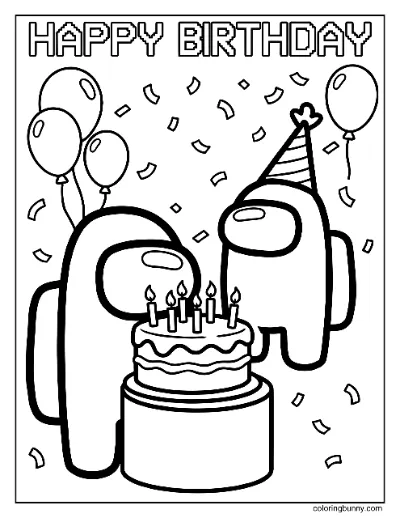 Trang Tô Màu Sinh Nhật Vui Vẻ Phi Hành Gia Among Us