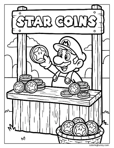 Trang Tô Màu Cửa Hàng Đồng Xu Sao Mario