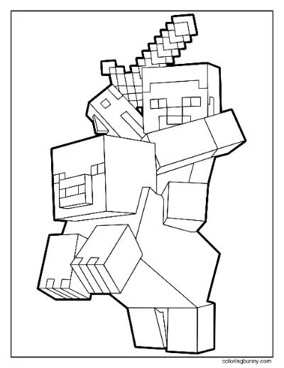 Trang Tô Màu Steve và Lợn Minecraft