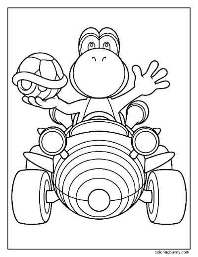 Tranh Tô Màu Yoshi Đơn Giản Mario Kart