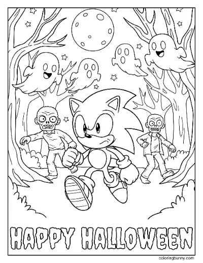 Trang Tô Màu Sonic Halloween Rừng Kinh Dị