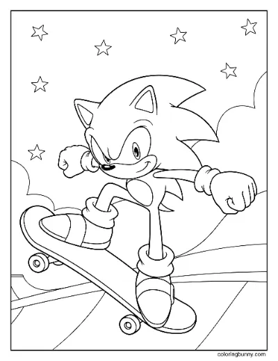 Trang Tô Màu Sonic Trượt Ván