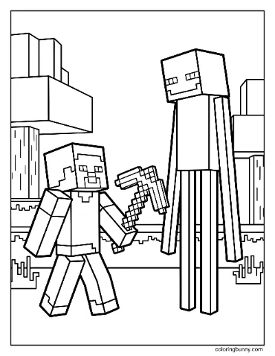 Trang Tô Màu Steve và Enderman Minecraft