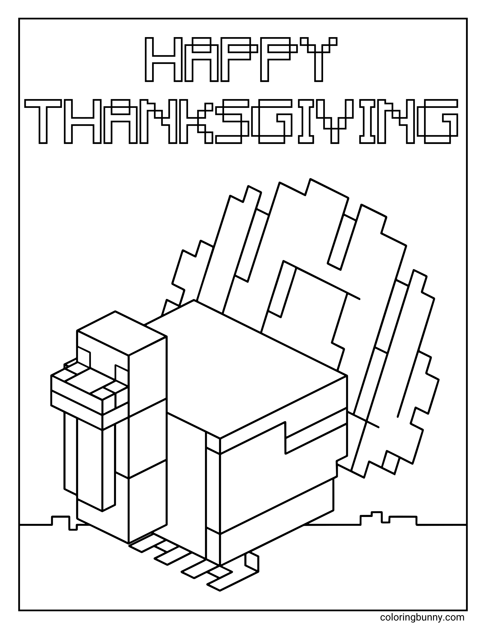 Trang Tô Màu Gà Tây Lễ Tạ Ơn Minecraft
