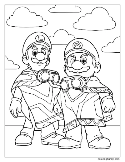 Tranh Tô Màu Phim Super Mario Galaxy Luigi và Mario